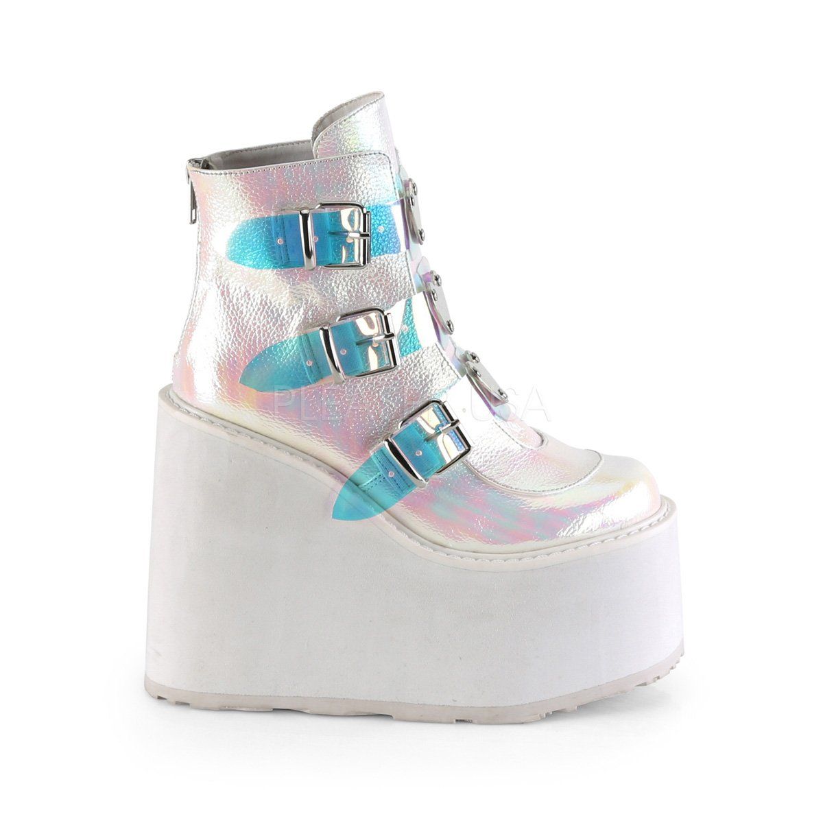 SWING-105 Pearl Iridescent Vegan Leather Ankle Boot Demonia