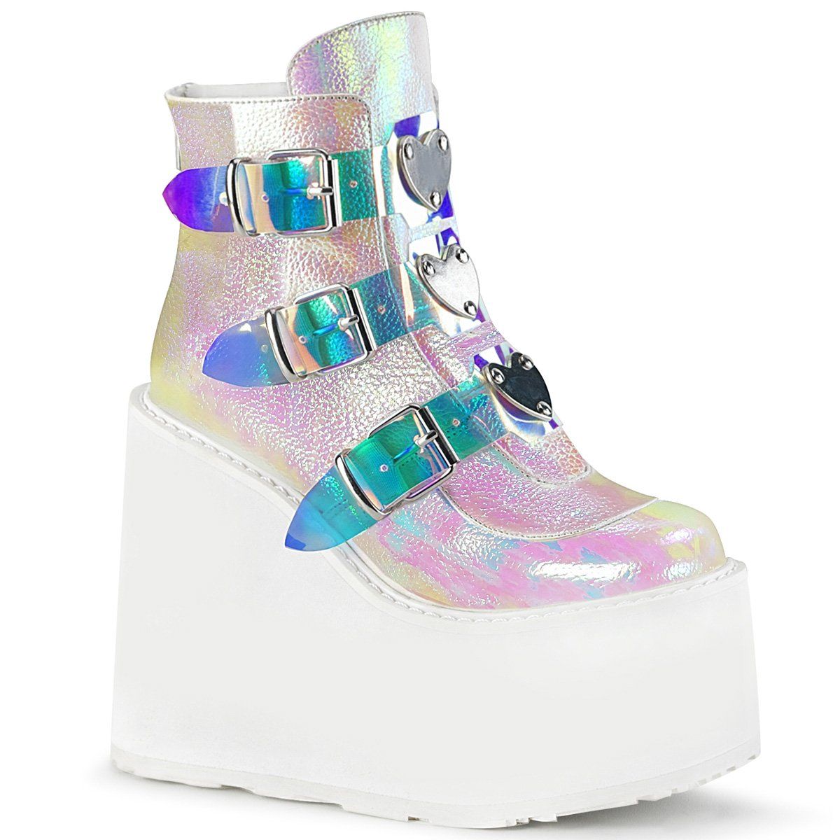 SWING-105 Pearl Iridescent Vegan Leather Ankle Boot Demonia