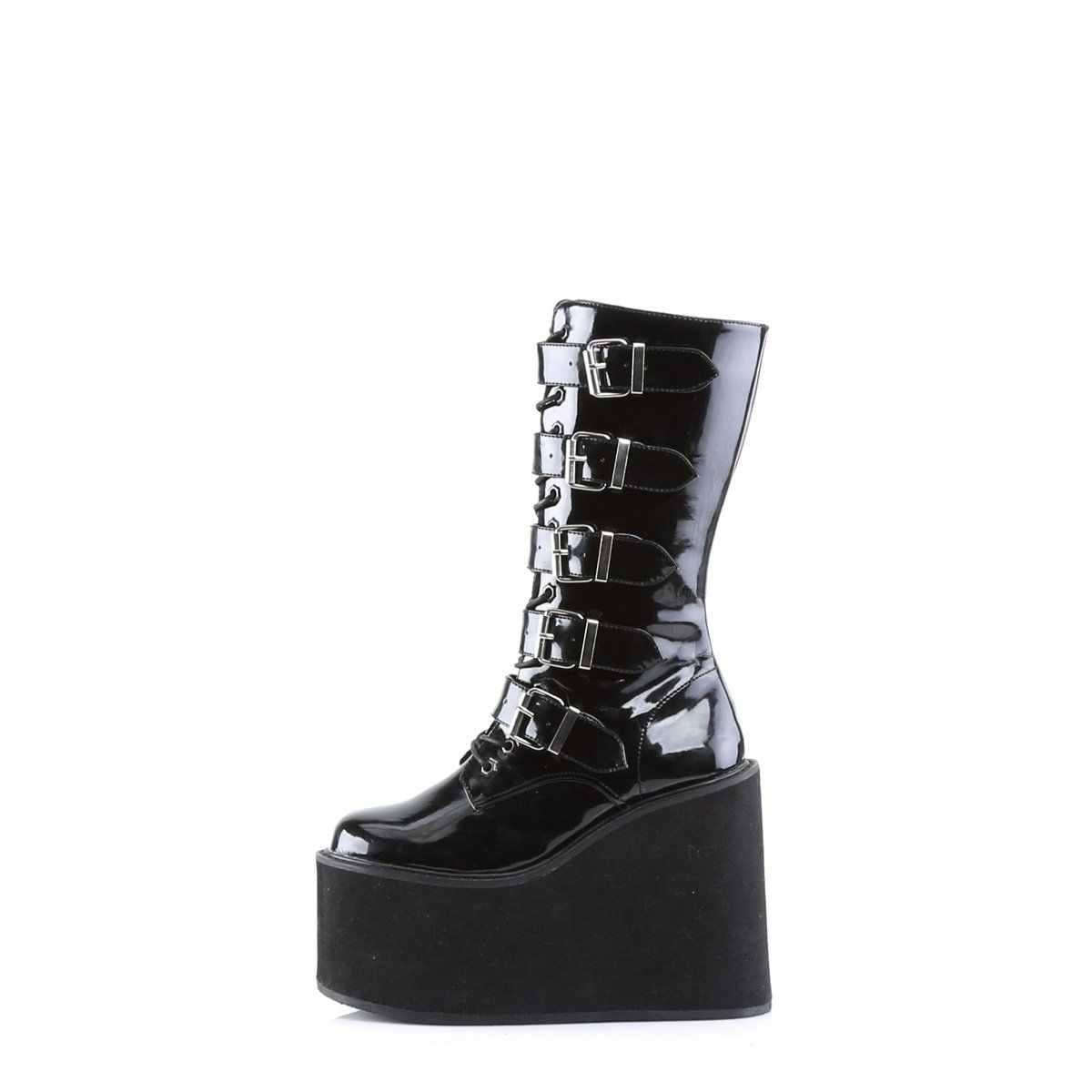 SWING-220 Black Vegan Leather Calf Boot Demonia