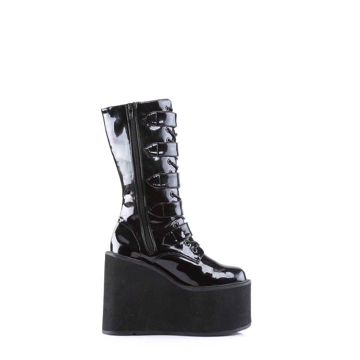SWING-220 Black Vegan Leather Calf Boot Demonia