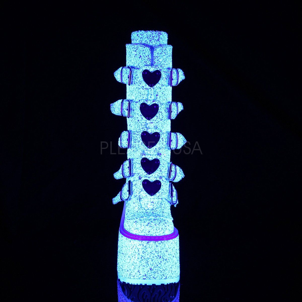 SWING-230G White Multi Glitter Mid-Calf Boot Demonia