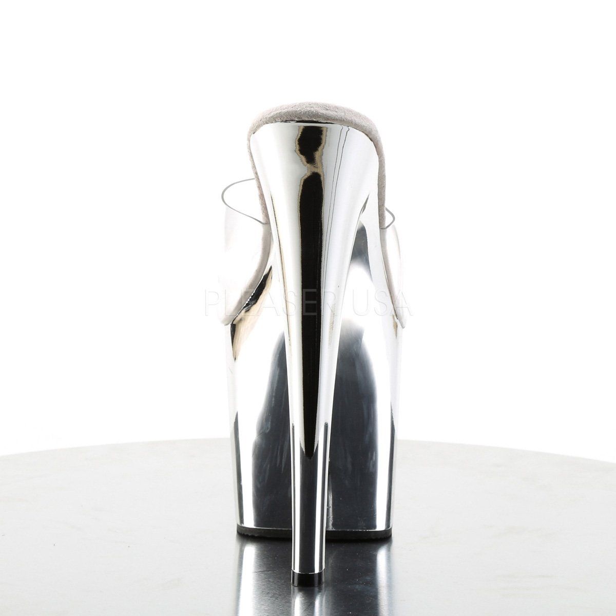 TABOO-701 Clear/Silver Chrome Slide Pleaser