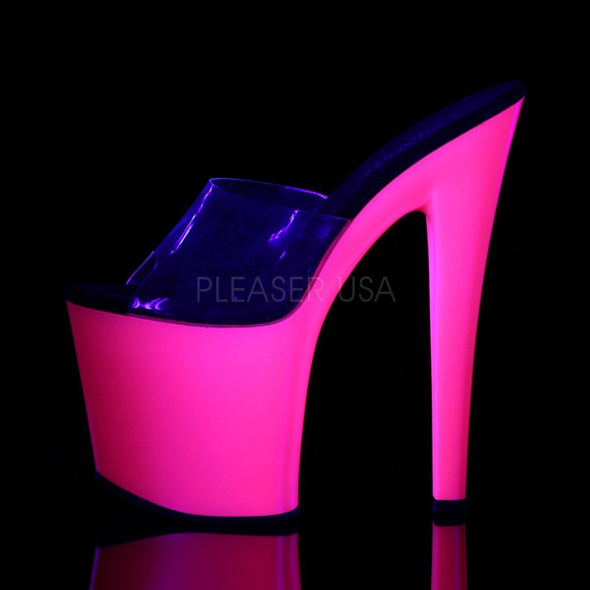 TABOO-701UV Clear/Neon Pink Slide Pleaser