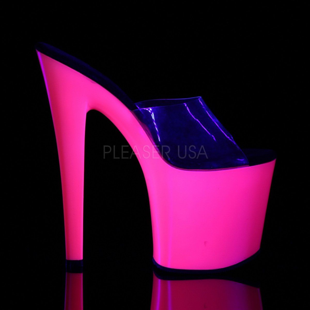TABOO-701UV Clear/Neon Pink Slide Pleaser