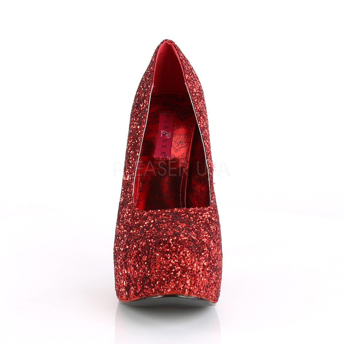 TEEZE-06GW Red Glitter Pleaser Pink Label