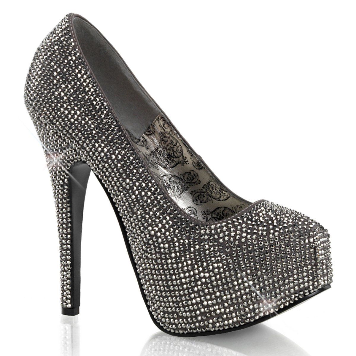 TEEZE-06R Gray-Pewter Rhinestone Bordello
