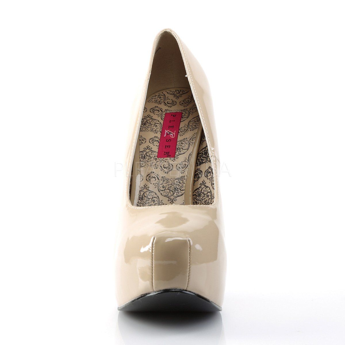 TEEZE-06W Cream Patent Pleaser Pink Label