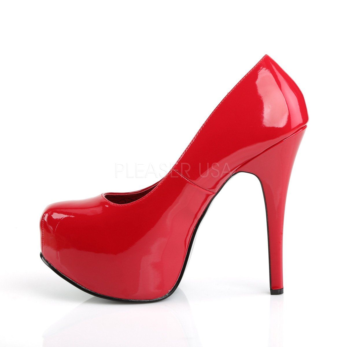 TEEZE-06W Red Patent Pleaser Pink Label