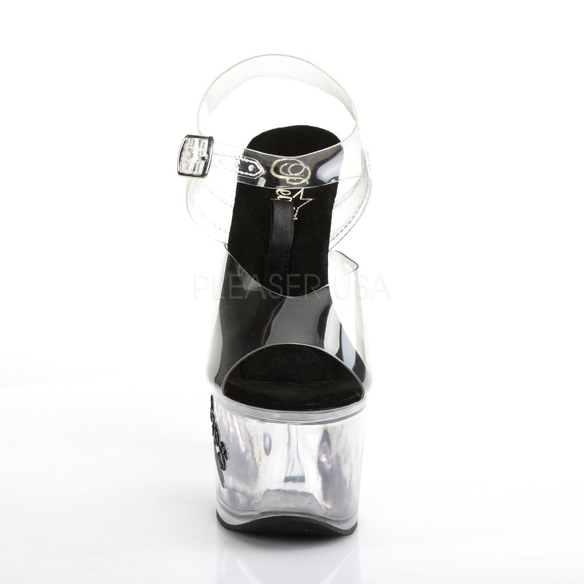 TIPJAR-708-5 Clear-Black/Clear Platform Sandal Pleaser