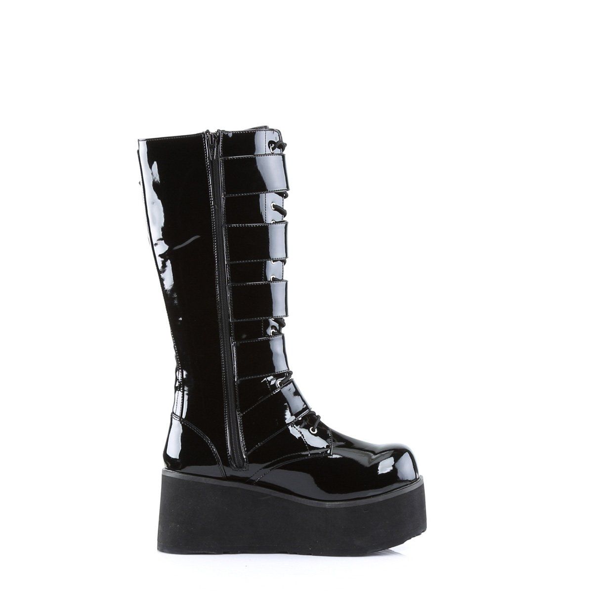 TRASHVILLE-518 Black Vegan Leather Knee Boot Demonia