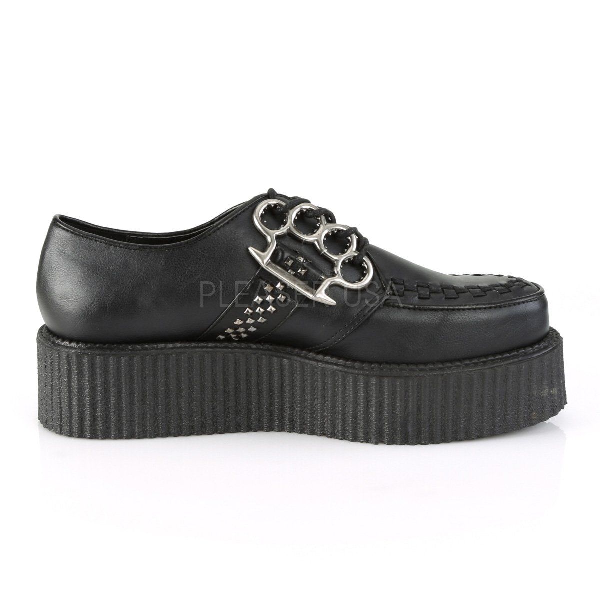 V-CREEPER-516 Black Vegan Leather Creeper Demonia