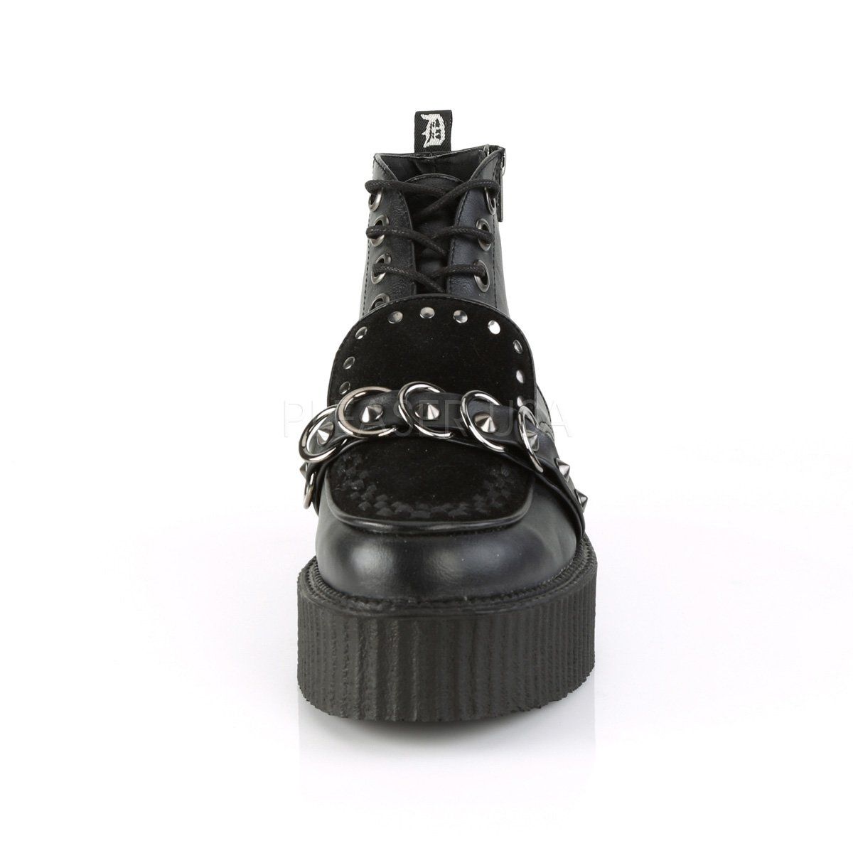 V-CREEPER-555 Black Vegan Leather-Faux Suede Creeper Demonia