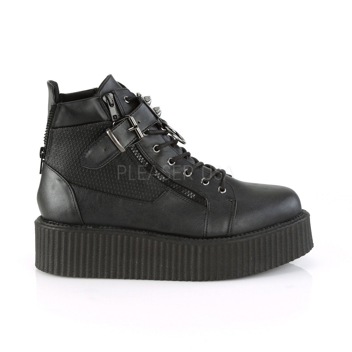 V-CREEPER-566 Black Vegan Leather Ankle Boot Demonia