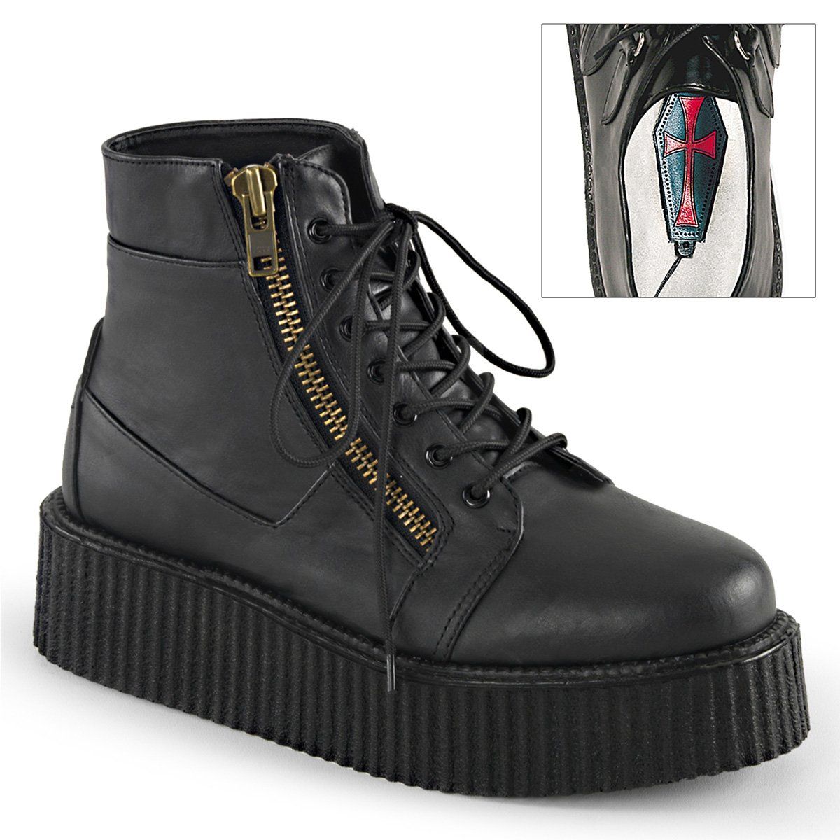 V-CREEPER-571 Black Vegan Leather Ankle Boot Demonia