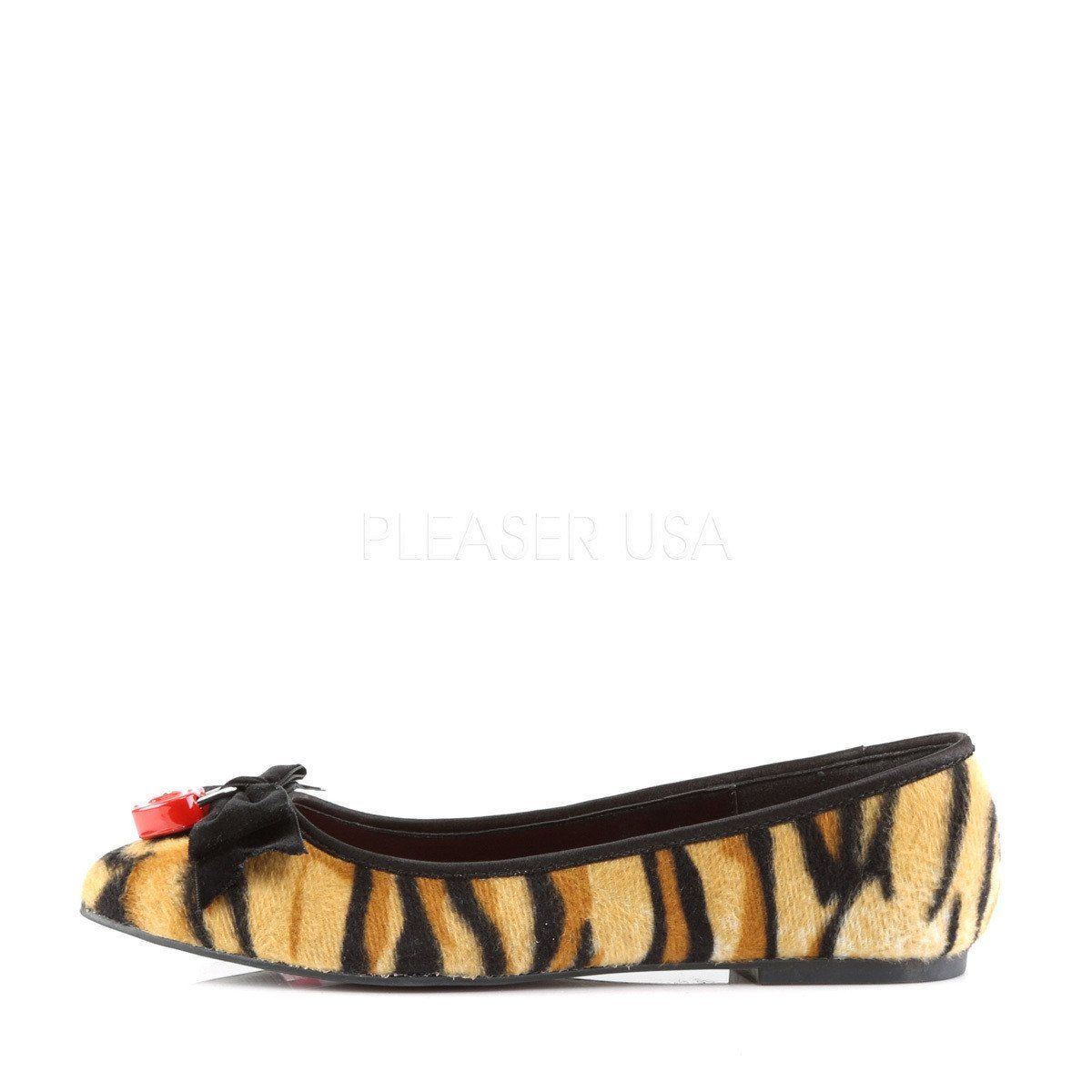 VAIL-02 Tiger Print Faux Hair Ballet Flat Demonia