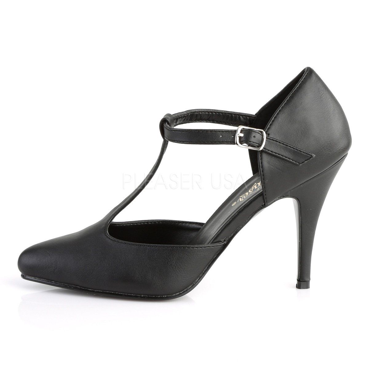 VANITY-415 Black Faux Leather Pump Pleaser