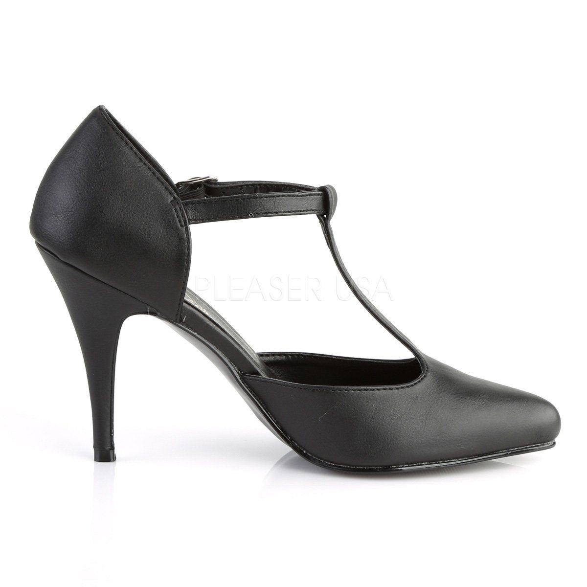 VANITY-415 Black Faux Leather Pump Pleaser