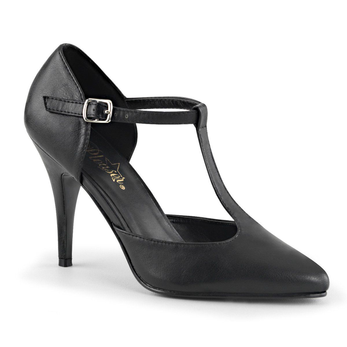 VANITY-415 Black Faux Leather Pump Pleaser
