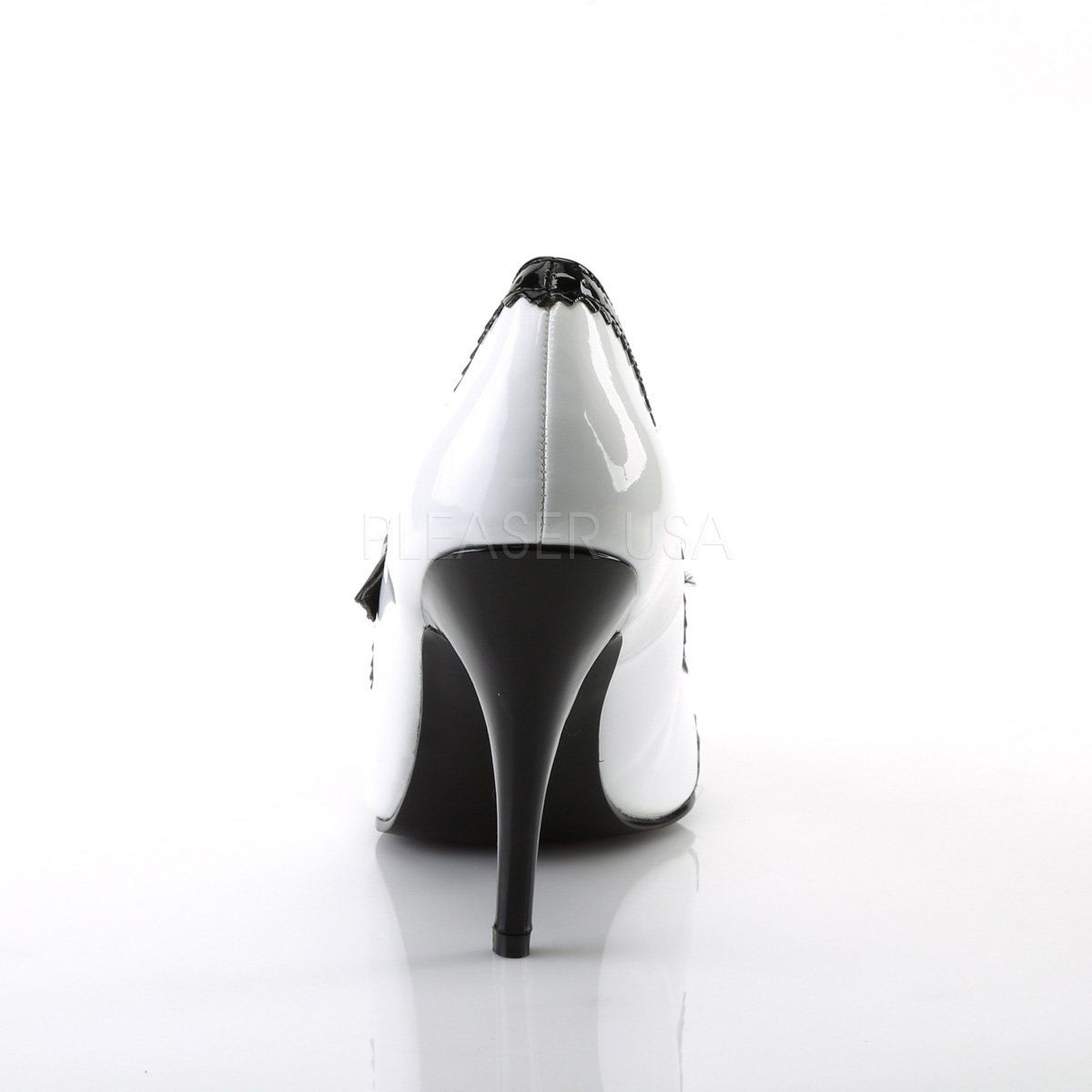 VANITY-442 Black-White Patent Mary Janes Pleaser