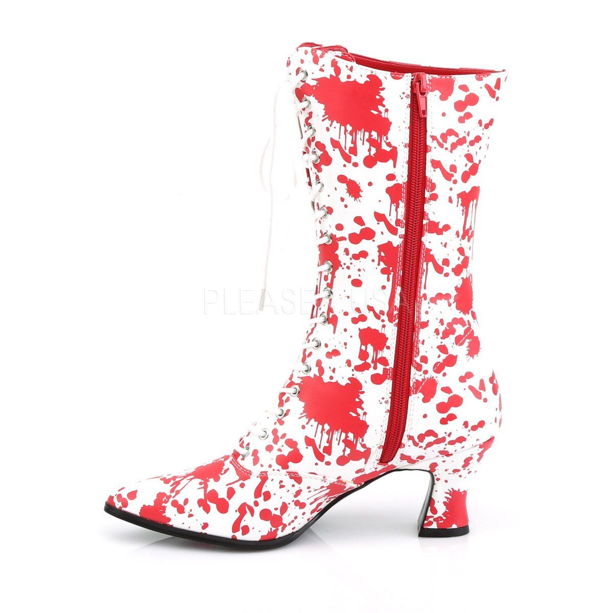 VICTORIAN-120BL White-Red Patent Funtasma