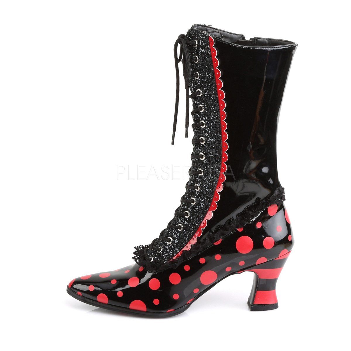 VICTORIAN-122 Black-Red Patent Funtasma