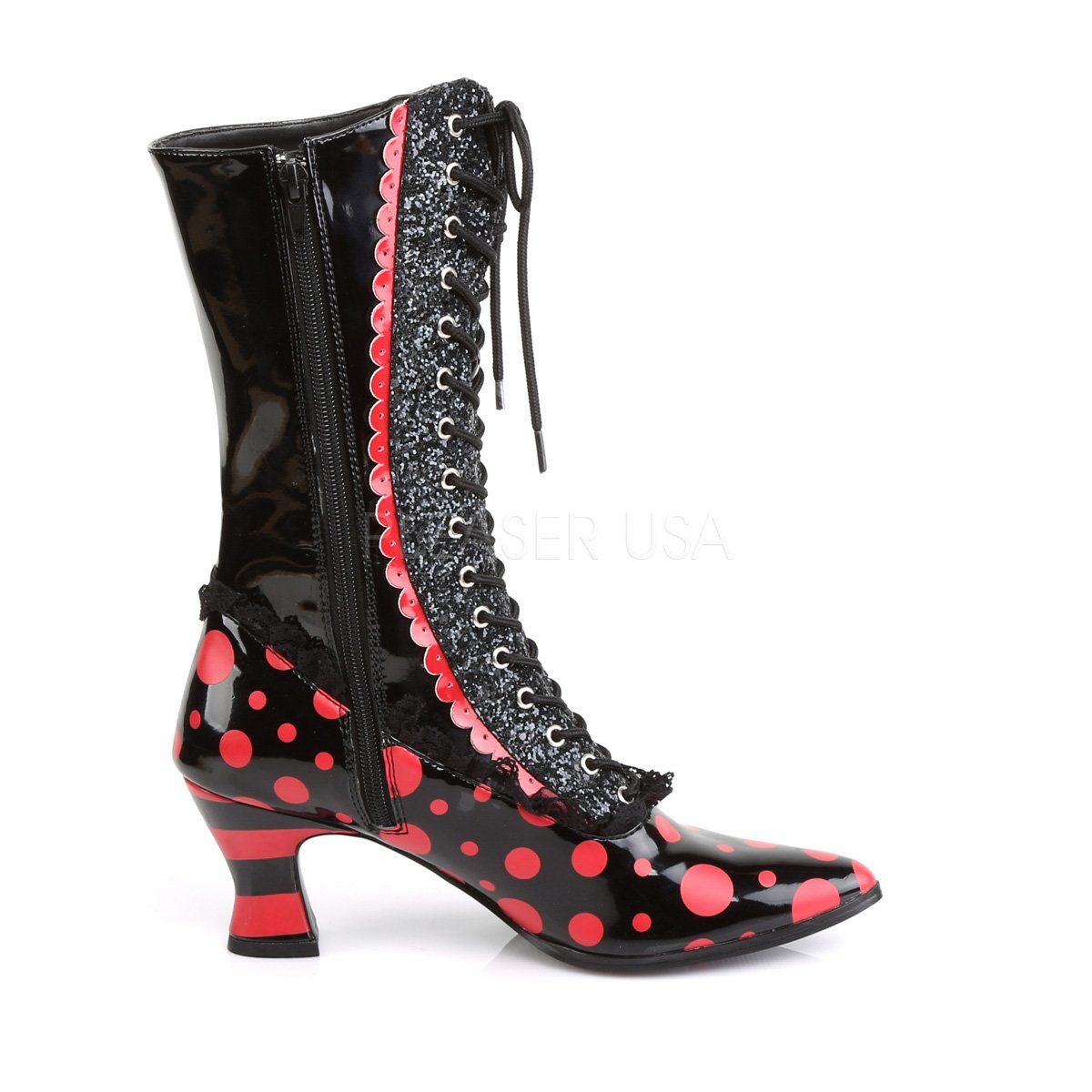 VICTORIAN-122 Black-Red Patent Funtasma