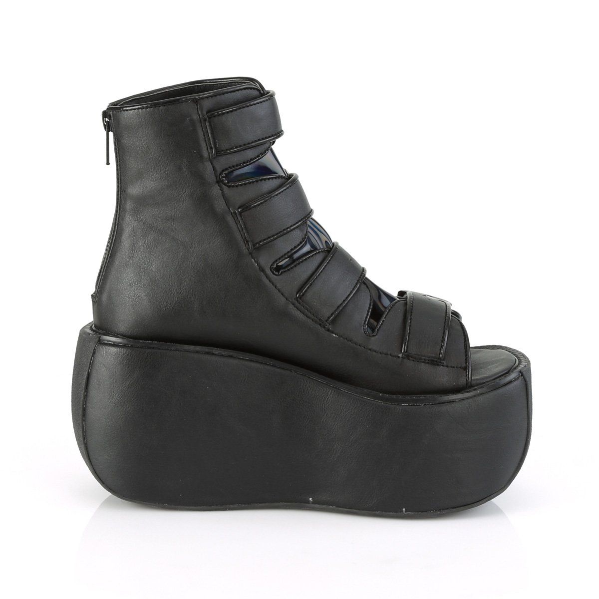 VIOLET-150 Black Vegan Leather-Hologram Ankle Boot Demonia