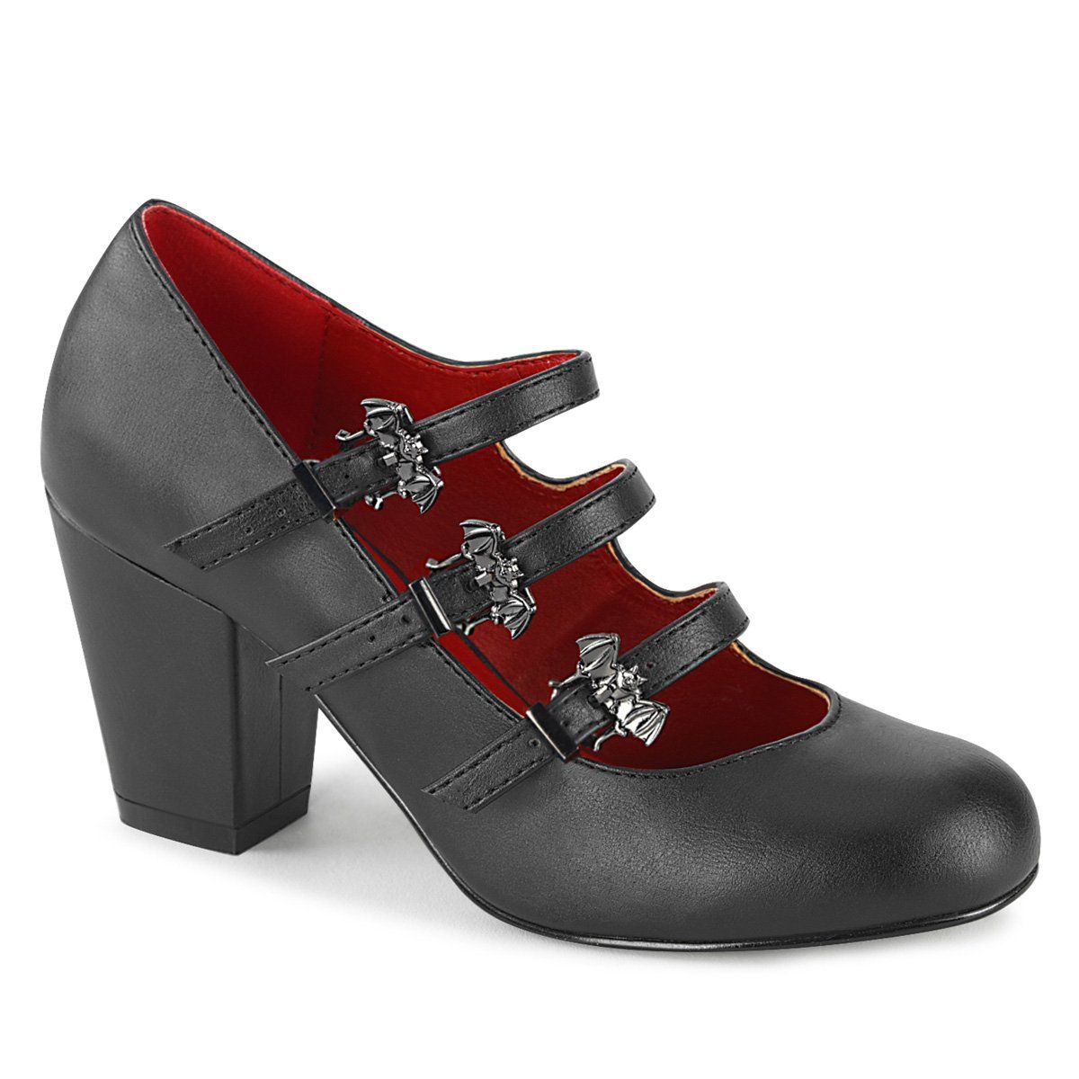 VIVIKA-38 Black Vegan Leather Mary Janes Demonia
