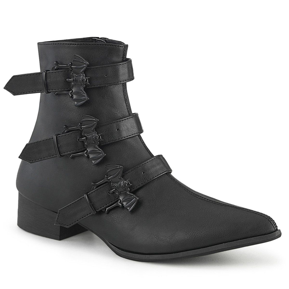 WARLOCK-50-B Black Vegan Leather Ankle Boot Demonia