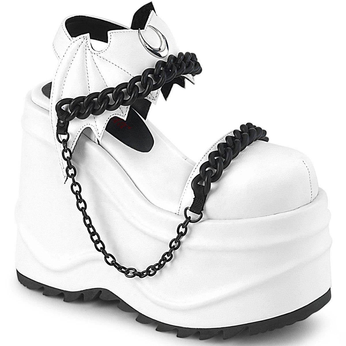 WAVE-20 White Vegan Leather Sandal Demonia