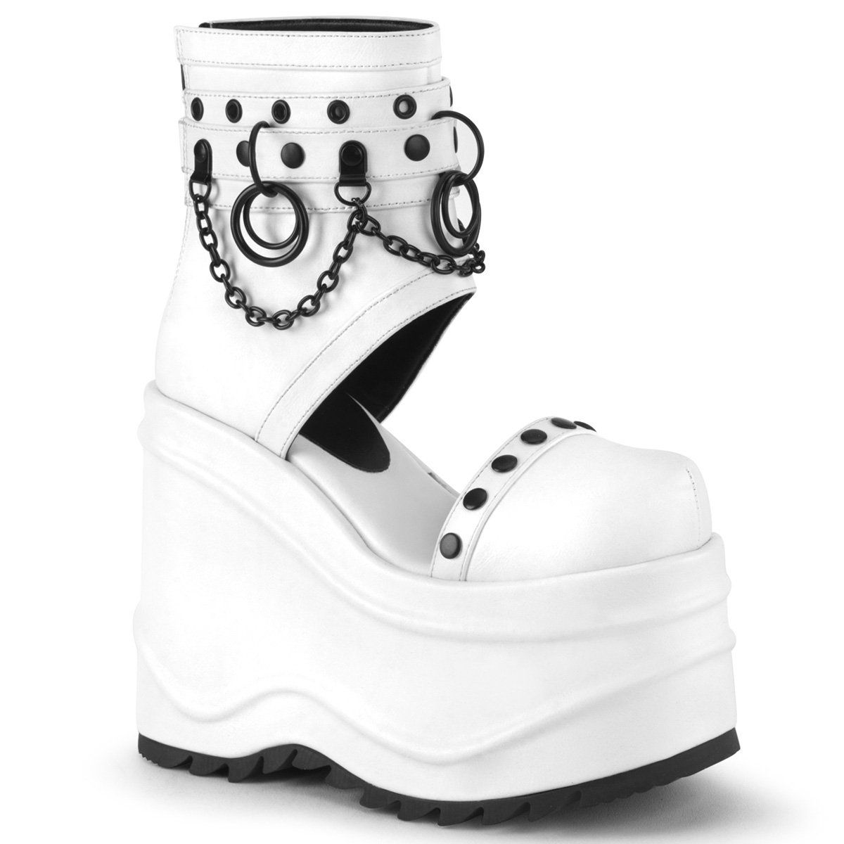 WAVE-22 White Vegan Leather Sandal Demonia