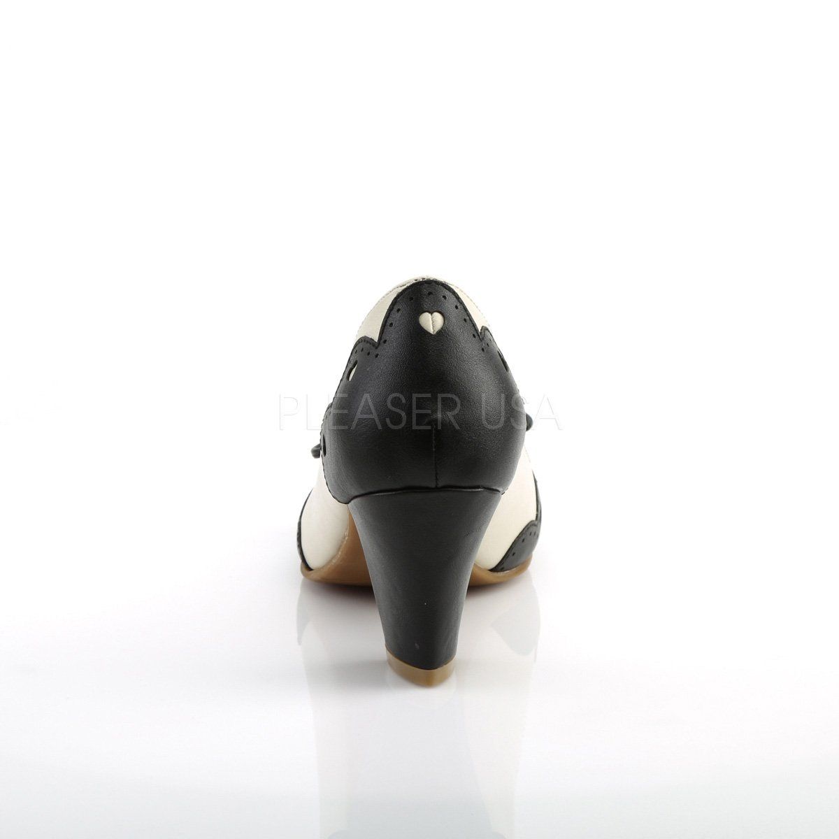 WIGGLE-17 Black-Cream Faux Leather Pin Up Couture