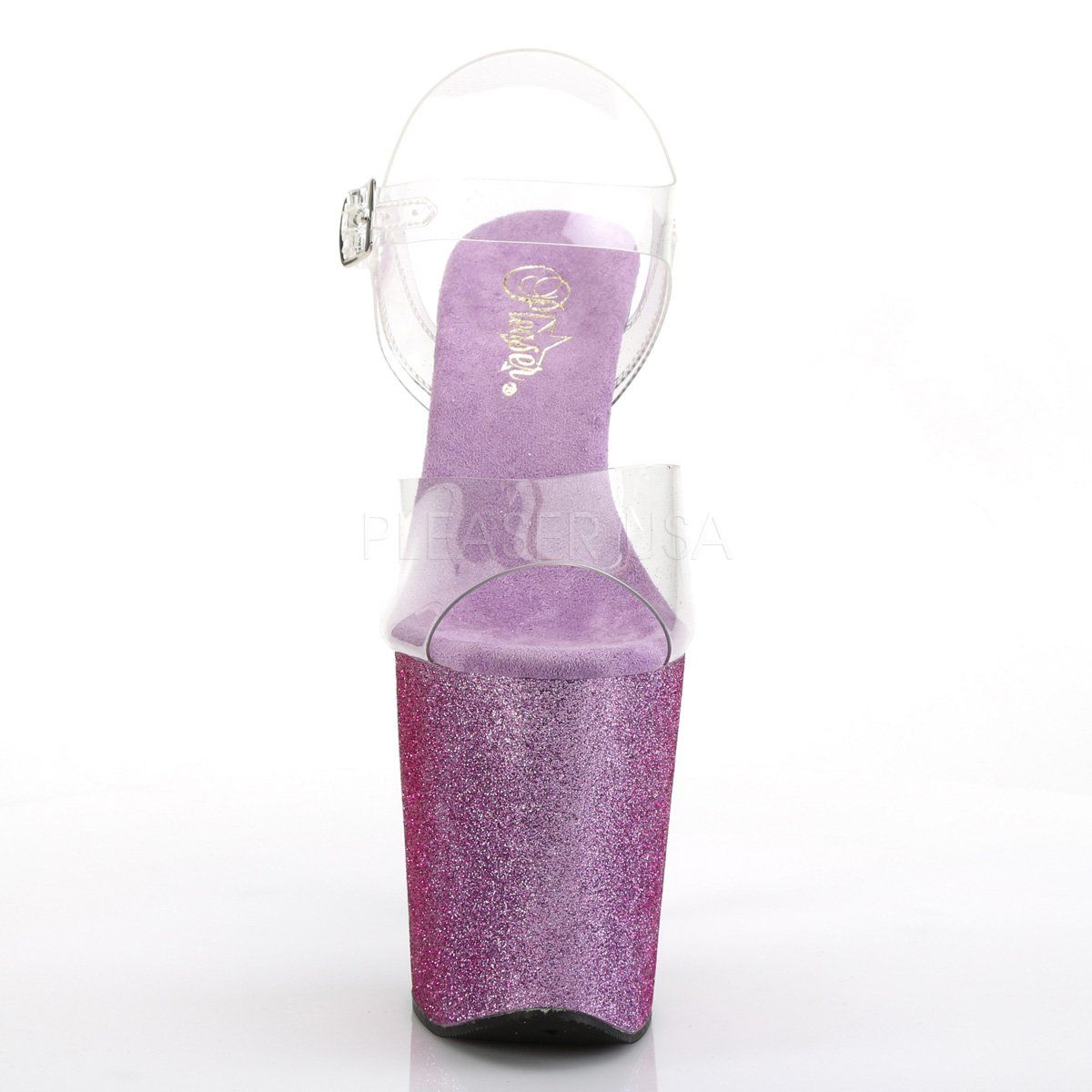 XTREME-808OMBRE Clear/Fuchsia-Blue Ombre Platform Sandal Pleaser