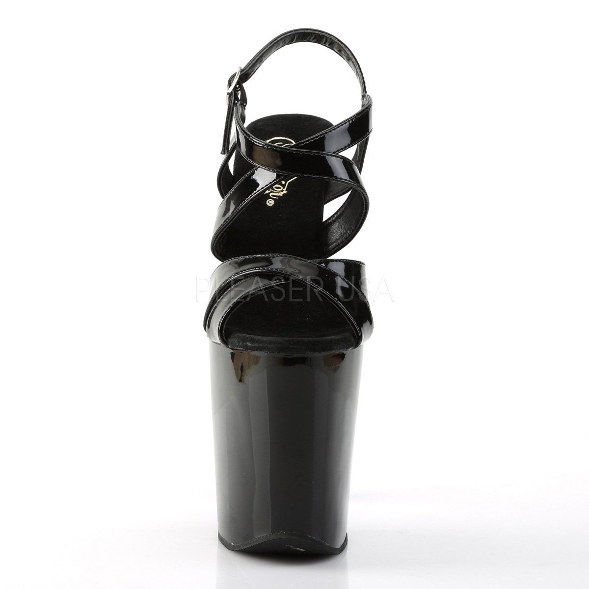 XTREME-872 Black Patent Platform Sandal Pleaser