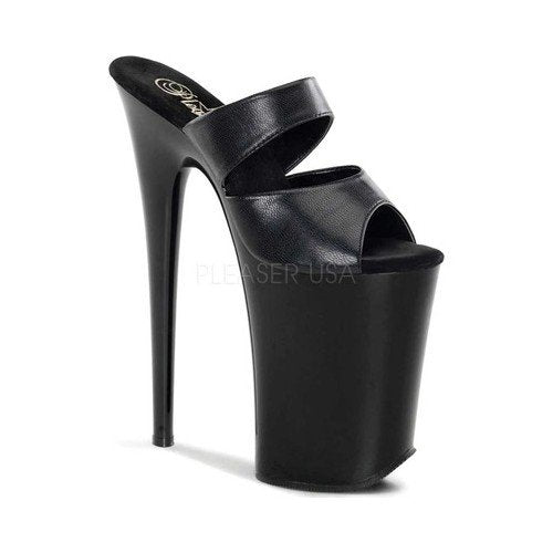 INFINITY-902 Black Leather/Black Platform Slide