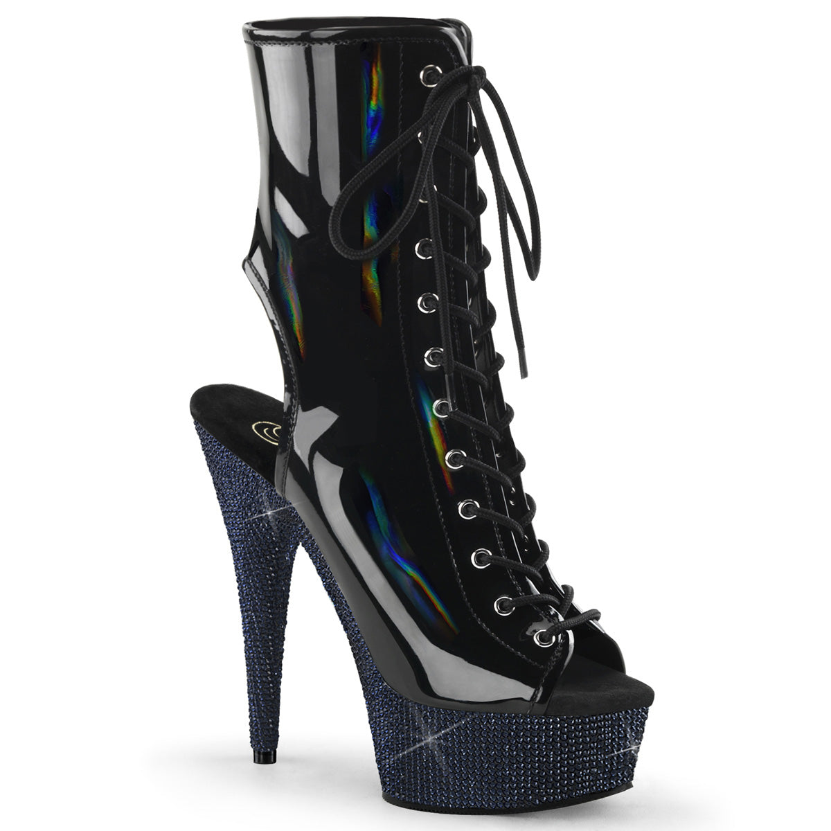 BEJEWELED-1016-6 Black Holo Patent/Midnight Black Rhinestones