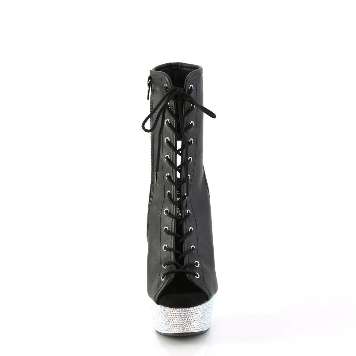 BEJEWELED-1016-6 Black Faux Leather/Silver AB Rhinestones