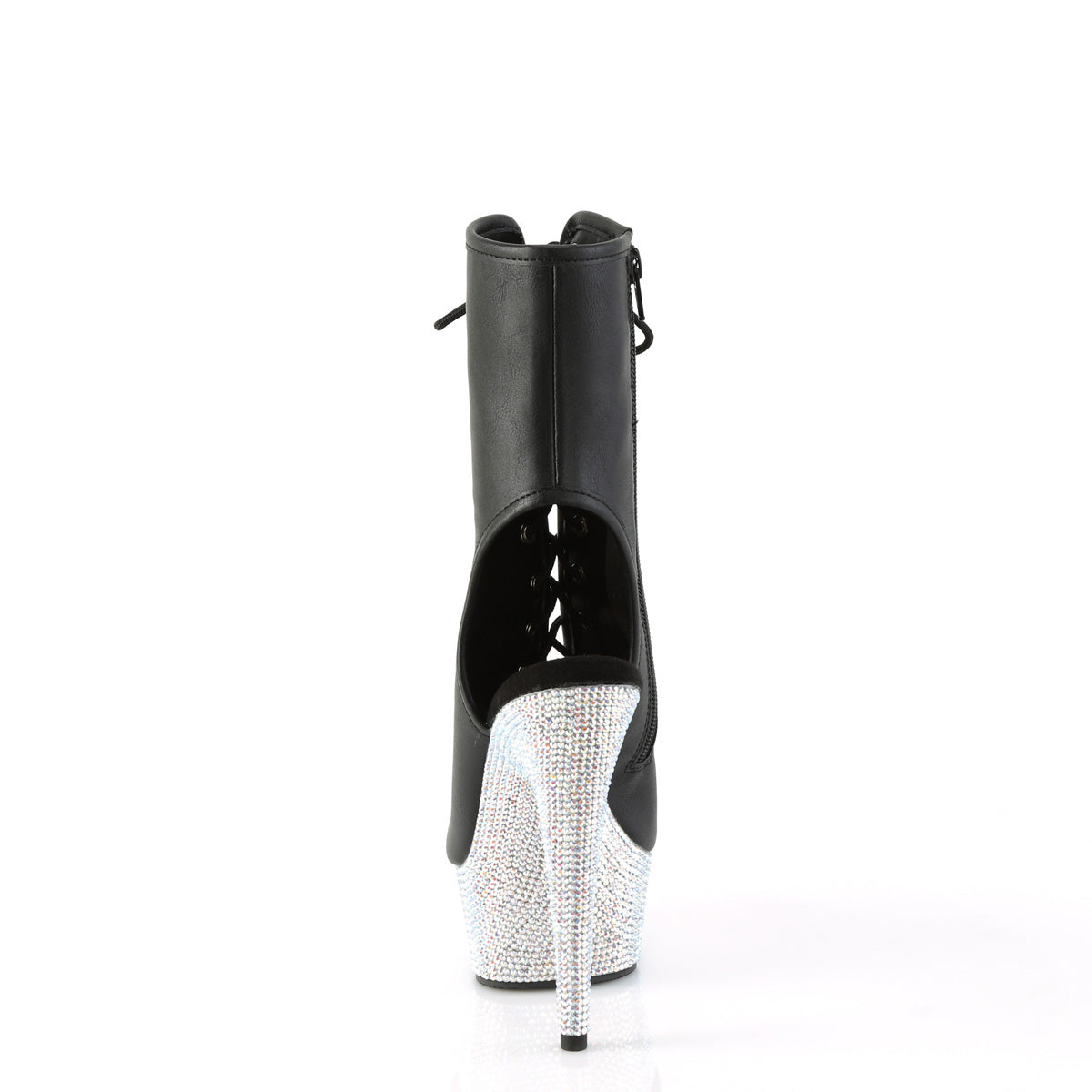 BEJEWELED-1016-6 Black Faux Leather/Silver AB Rhinestones