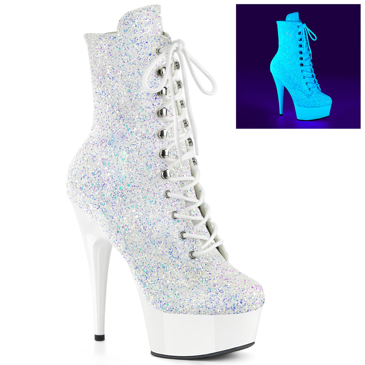DELIGHT-1020LG Neon White Multi Glitter/Neon White