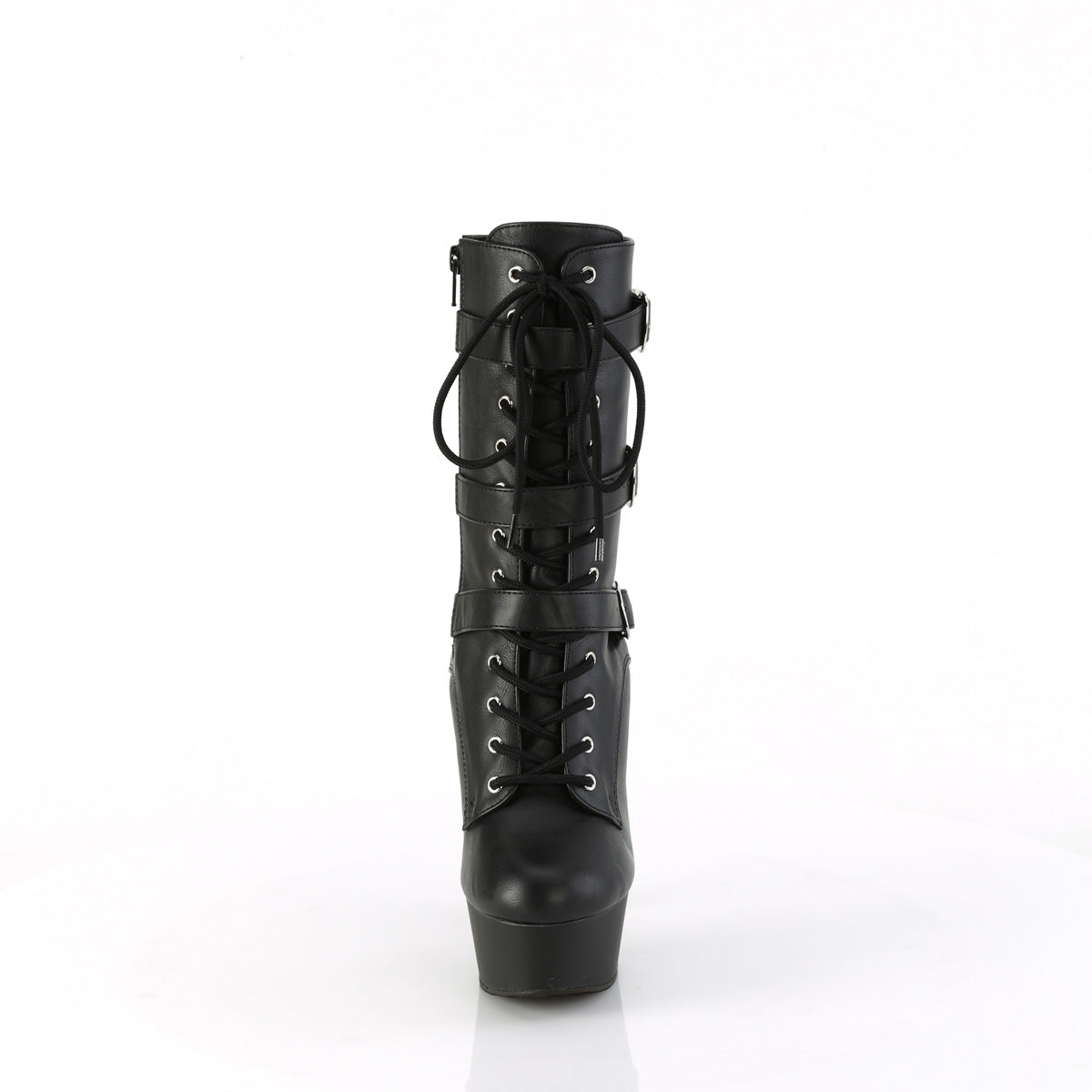 DELIGHT-1043 Black Faux Leather/Black Matte