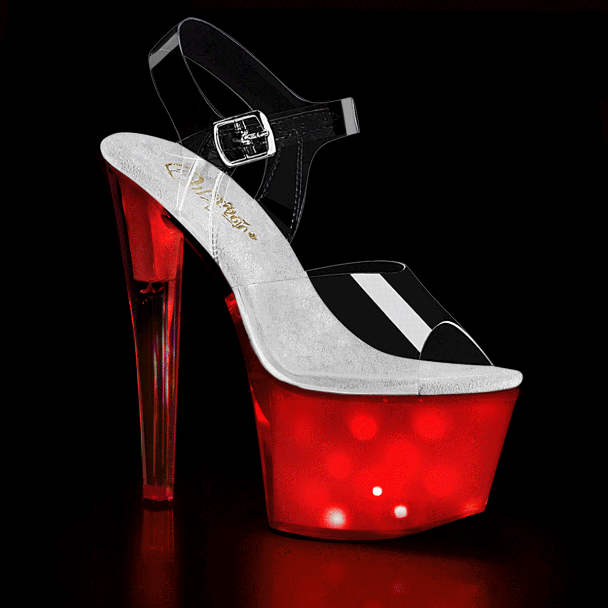 DISCOLITE-708 Clear/White Glow Platform Sandal