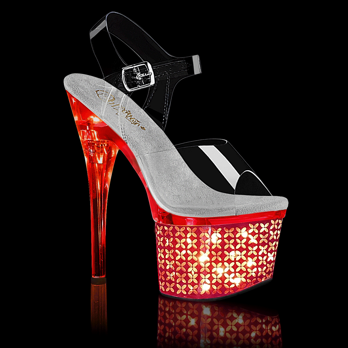 DISCOLITE-708FLP Clear/Silver Chrome Platform Sandal