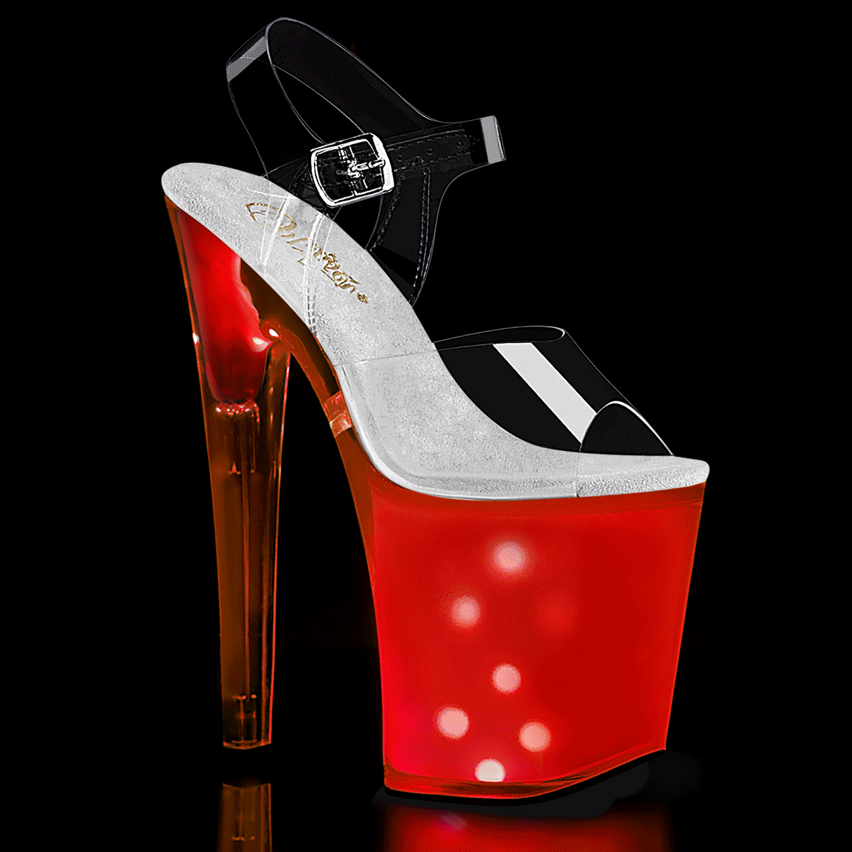 DISCOLITE-808 Clear/White Glow Platform Sandal