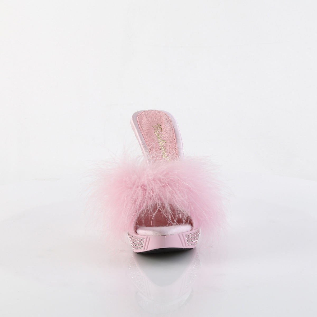 ELEGANT-401F Baby Pink Marabou-Faux Leather/Baby Pink