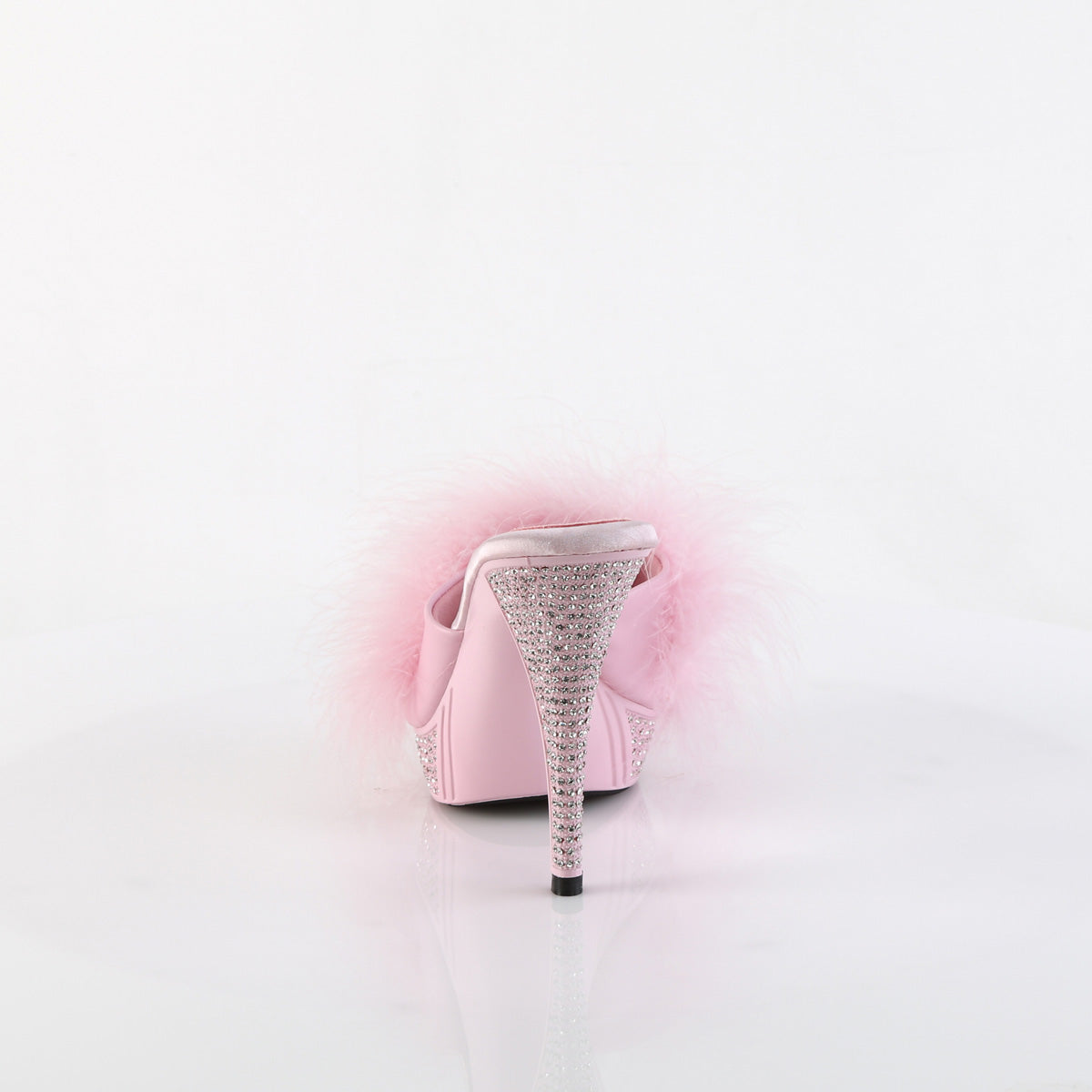 ELEGANT-401F Baby Pink Marabou-Faux Leather/Baby Pink