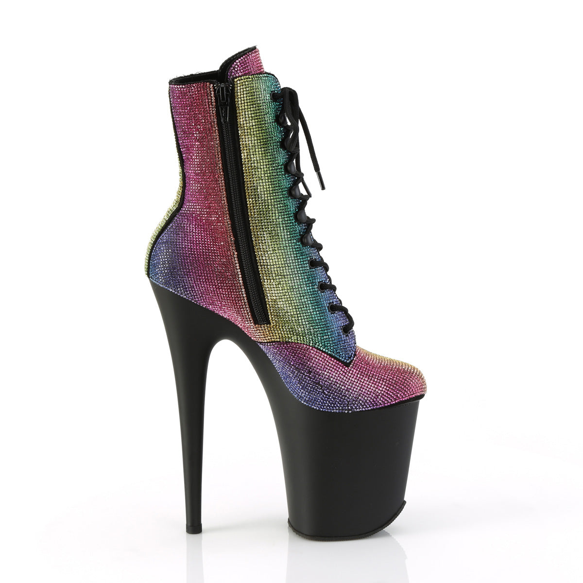 FLAMINGO-1020RS Rainbow Rhinestones/Black Matte