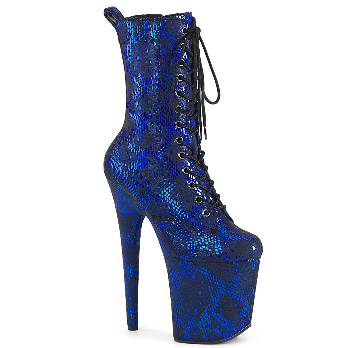 FLAMINGO-1040SPF Blue Metallic Snake Print Fabric