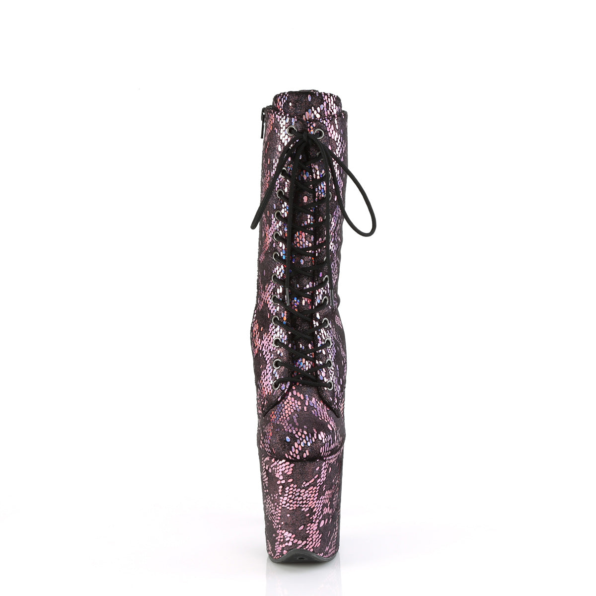 FLAMINGO-1040SPF Baby Pink Metallic Holographic Snake Print Fabric