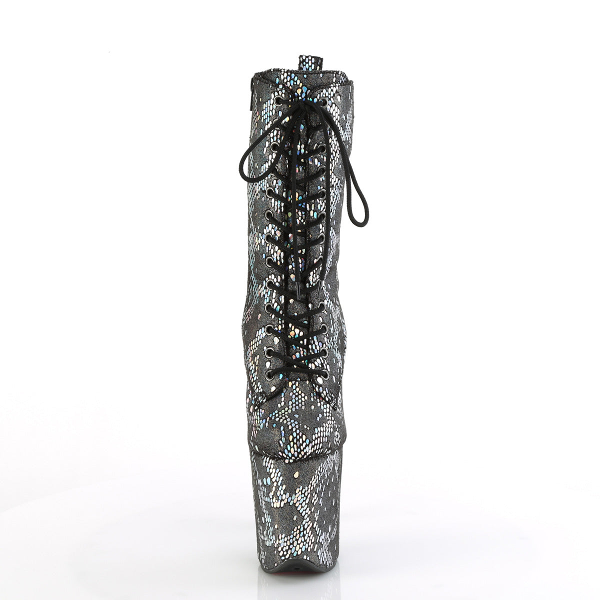 FLAMINGO-1040SPF Silver Metallic Holographic Snake Print Fabric