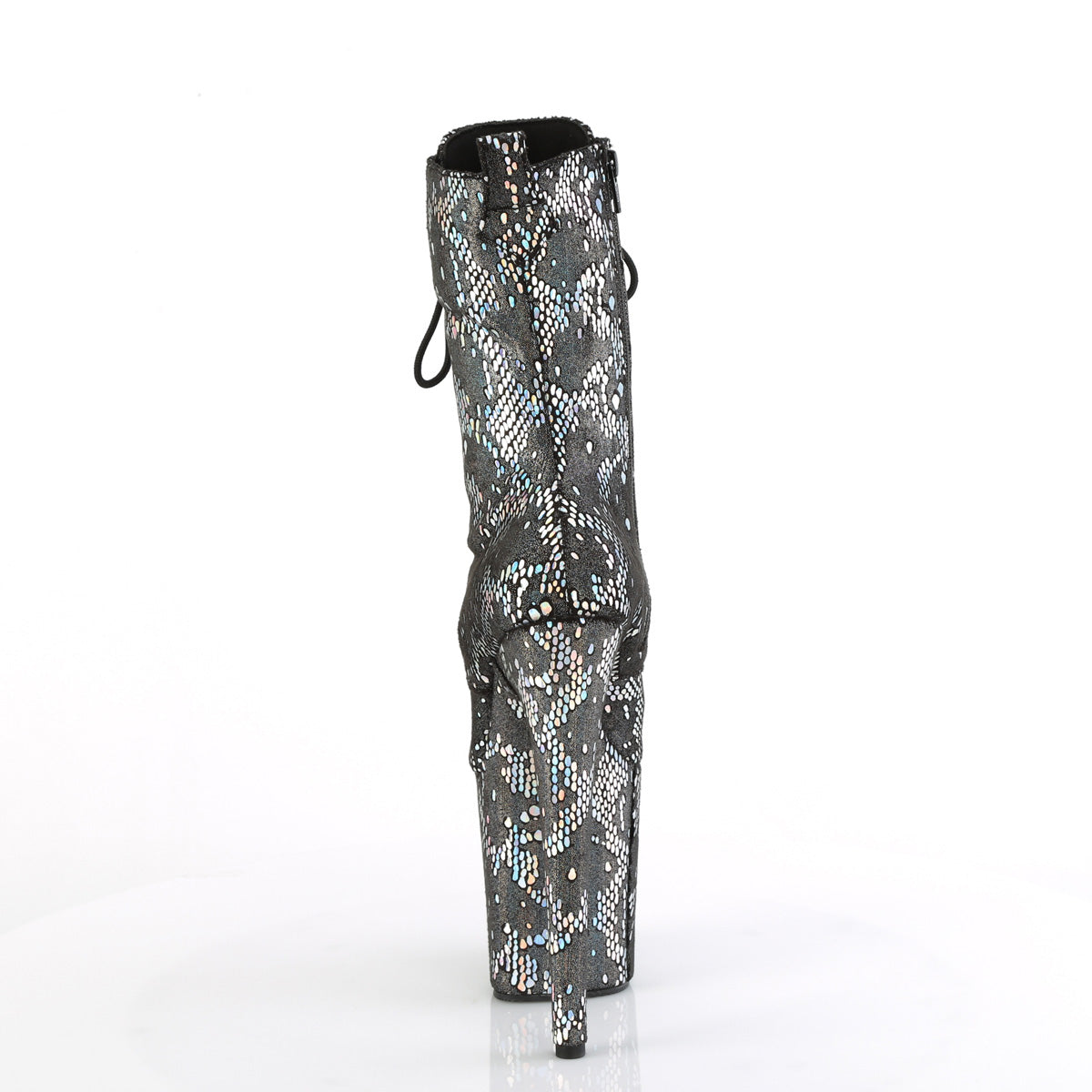 FLAMINGO-1040SPF Silver Metallic Holographic Snake Print Fabric